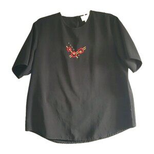 Vintage Erin London Short Sleeve Black Top Womens Lg? XL?